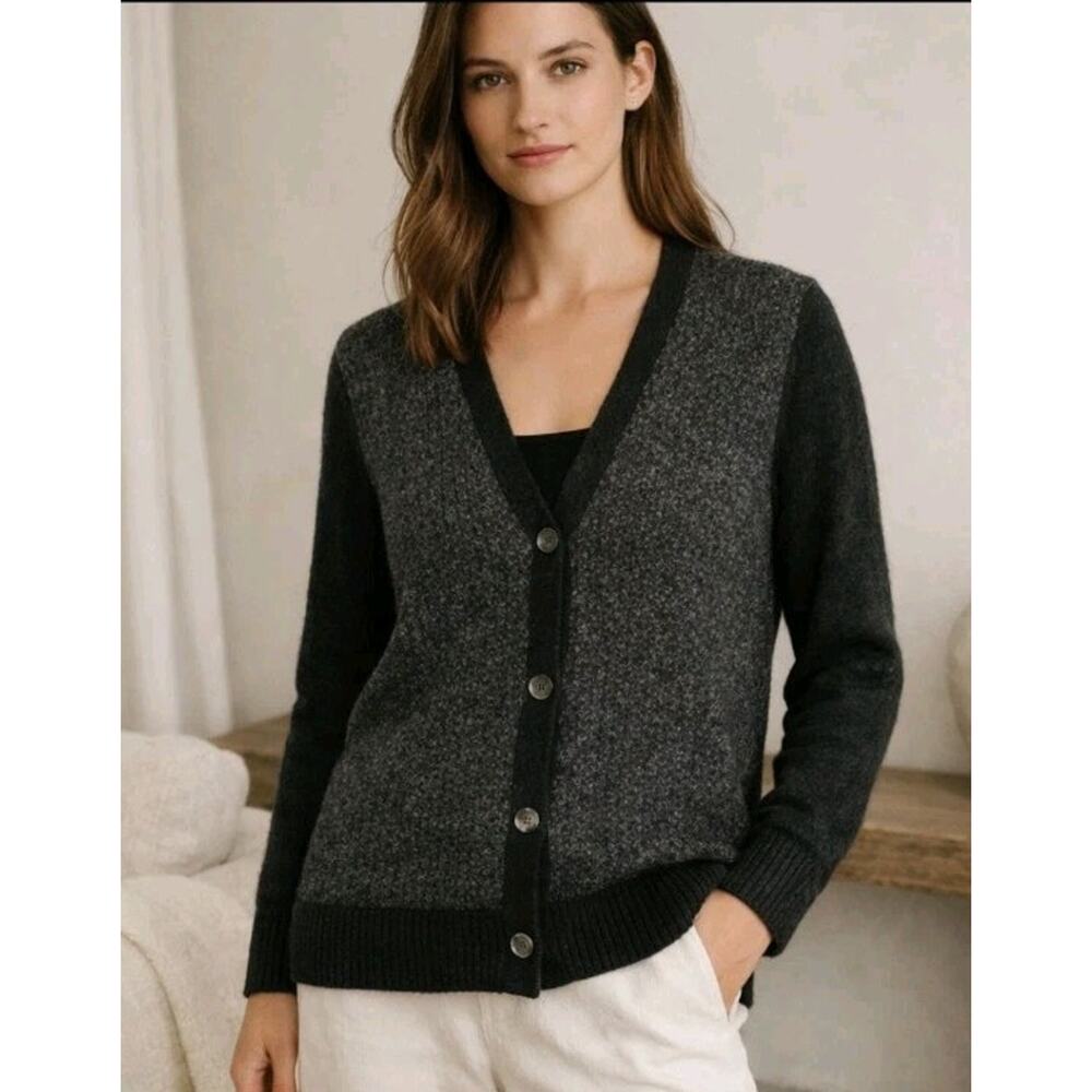 Jenni Kayne Alpaca Wool Cardigan Sweater Gray S Button Down Soft Elevated Bas